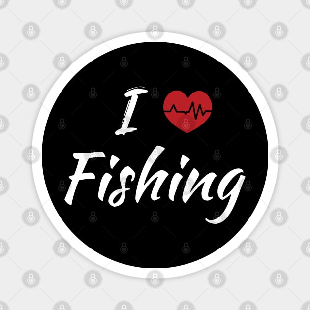 I Love Fishing Red Heartbeat Magnet by SAM DLS